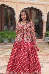 Elegant Full-Stitched Lehenga in Pure Double Viscose Jacquard with Faux Georgette Embroidered Top